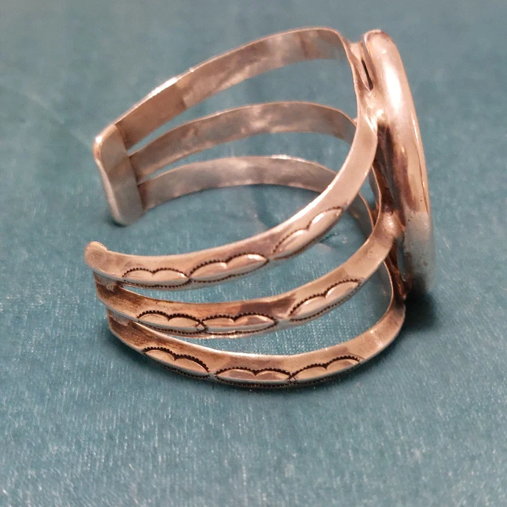 Vintage Mexico Peso Sterling Silver Cuff